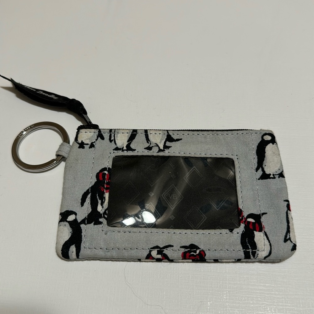 Vera Bradley Grey and Black Penguins Zip ID Case